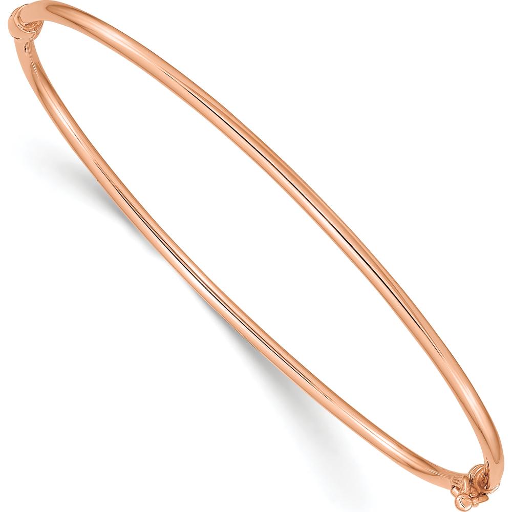 14K Rose Gold Polished 2.00mm Hinged Oval Bangle Bracelet by Oro Pregiato