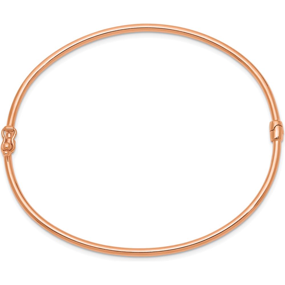 14K Rose Gold Polished 2.00mm Hinged Oval Bangle Bracelet by Oro Pregiato