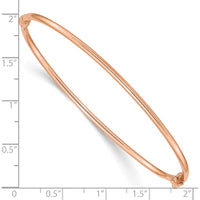 14K Rose Gold Polished 2.00mm Hinged Oval Bangle Bracelet by Oro Pregiato