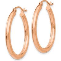 14K Rose Gold Polished 2.5mm Lightweight Tube Hoop Earrings - Elegant Design for Women by 0