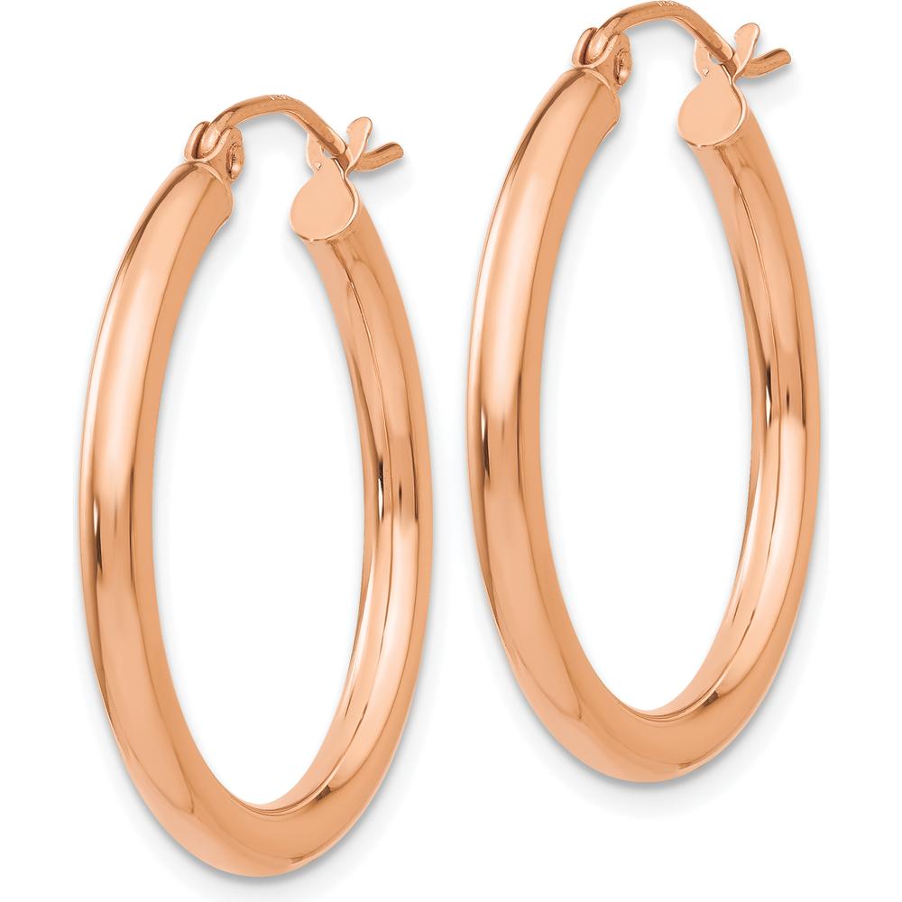 14K Rose Gold Polished 2.5mm Lightweight Tube Hoop Earrings - Elegant Design for Women by 0