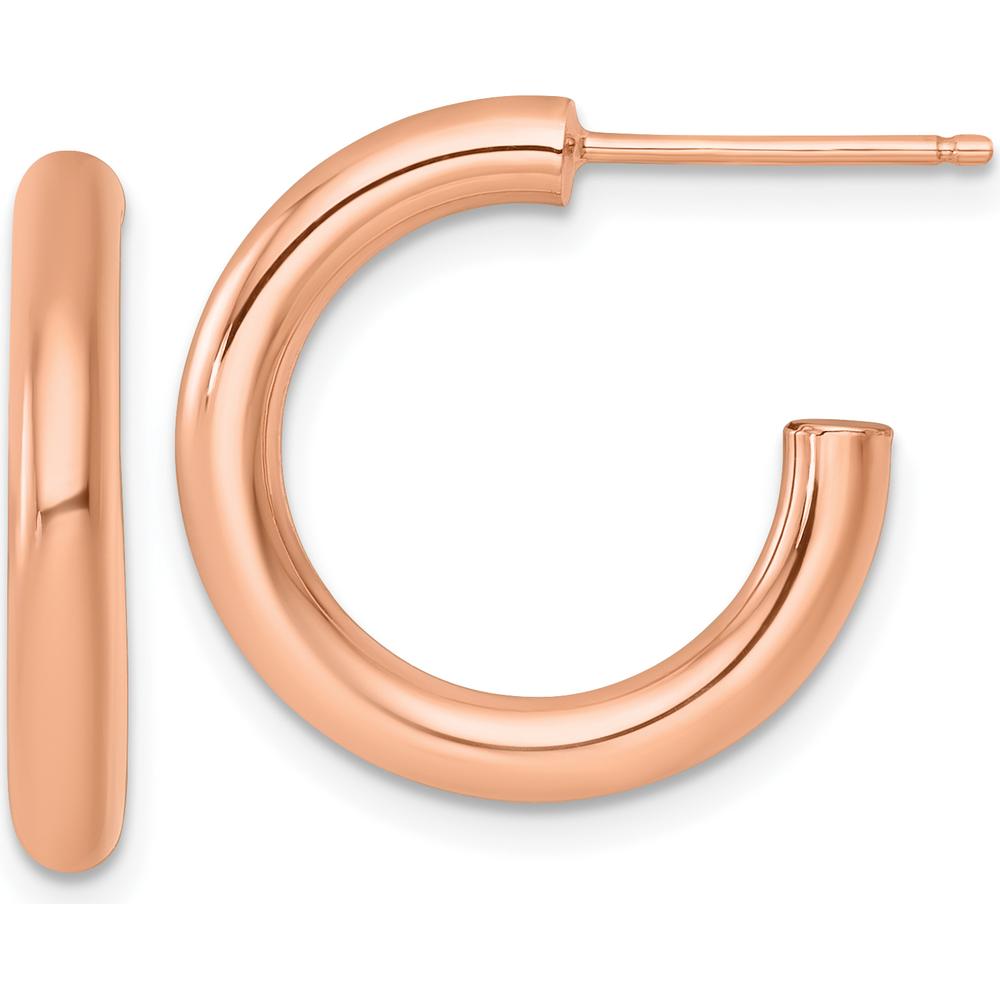 14K Rose Gold Polished 20mm Tube C-Hoop Earrings by 0