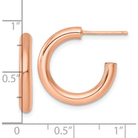 14K Rose Gold Polished 20mm Tube C-Hoop Earrings by 0