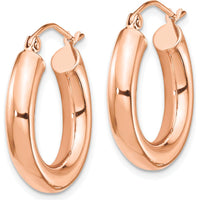14K Rose Gold Polished 20mm Tube Hoop Earrings - 4mm Thickness by 0
