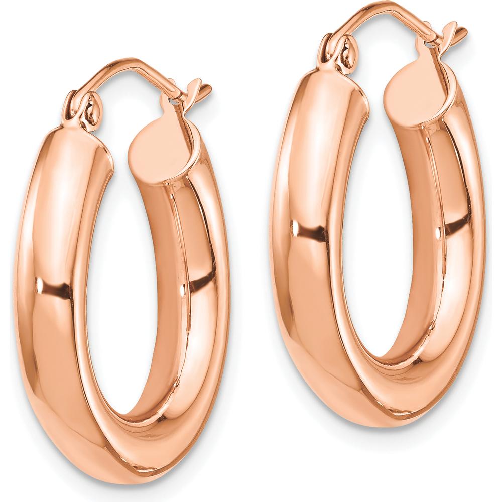 14K Rose Gold Polished 20mm Tube Hoop Earrings - 4mm Thickness by 0
