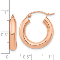 14K Rose Gold Polished 20mm Tube Hoop Earrings - 4mm Thickness by 0