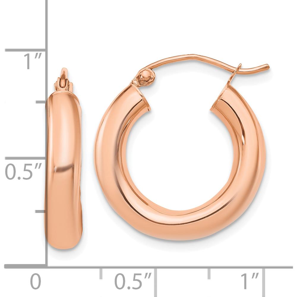14K Rose Gold Polished 20mm Tube Hoop Earrings - 4mm Thickness by 0