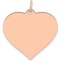 14K Rose Gold Polished 24mm Engravable Heart Disc Pendant by Oro Pregiato