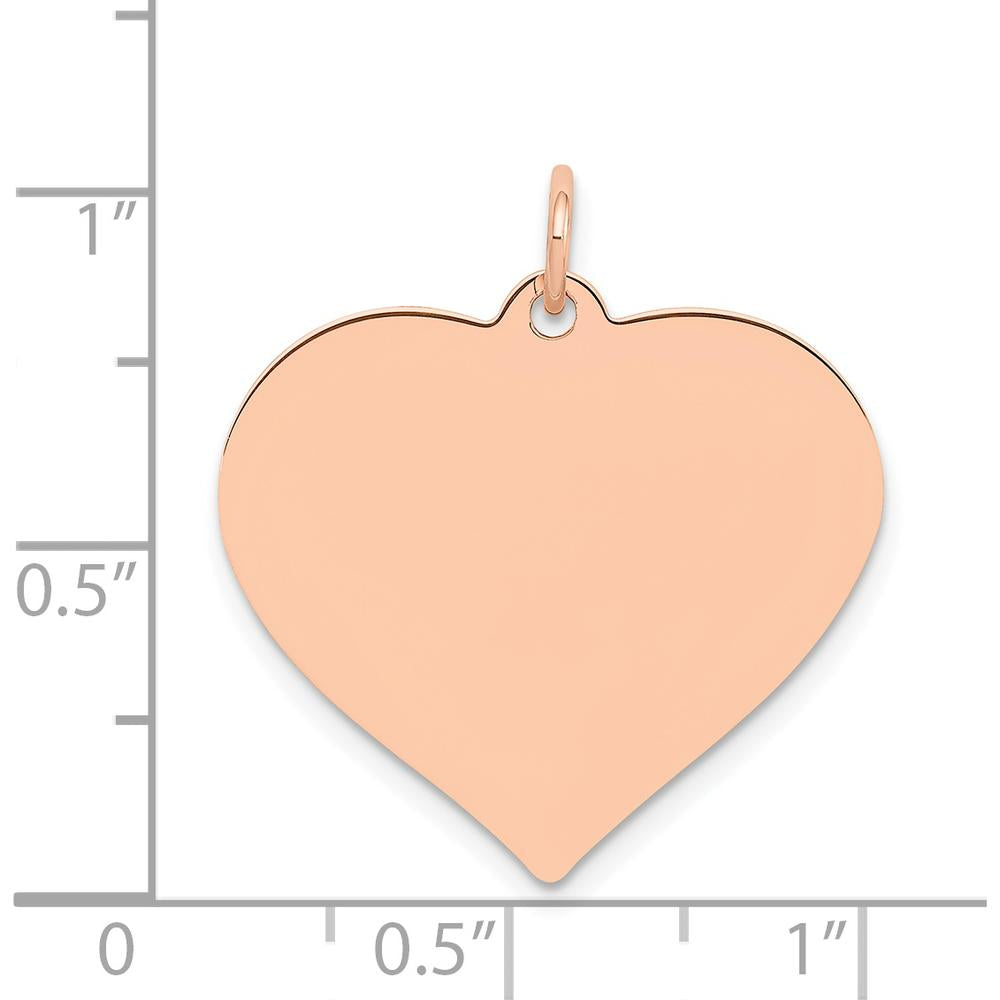 14K Rose Gold Polished 24mm Engravable Heart Disc Pendant by Oro Pregiato