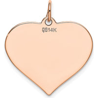 14K Rose Gold Polished 24mm Engravable Heart Disc Pendant by Oro Pregiato