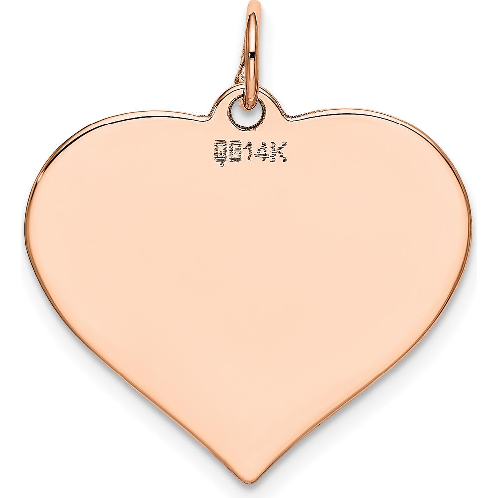 14K Rose Gold Polished 24mm Engravable Heart Disc Pendant by Oro Pregiato
