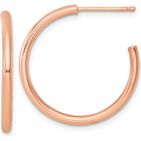 14K Rose Gold Polished 25mm Tube C-Hoop Post Earrings by 0