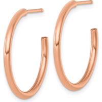 14K Rose Gold Polished 25mm Tube C-Hoop Post Earrings by 0