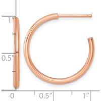 14K Rose Gold Polished 25mm Tube C-Hoop Post Earrings by 0