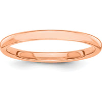 14K Rose Gold Polished 2mm Domed Stackable Band - Women's Wedding Ring by 0