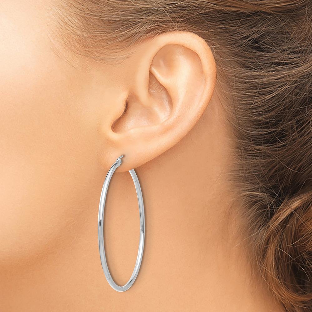 14K Rose Gold Polished 2mm Lightweight Tube Hoop Earrings - Elegant and Timeless Design by 0