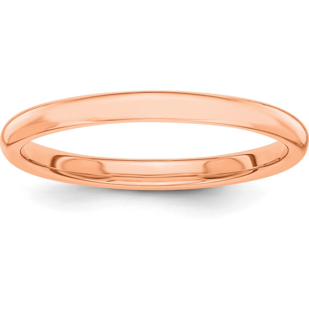 14K Rose Gold Polished 2mm Stackable Band - Domed Shape, Standard Fit, Women's Wedding Ring by 0
