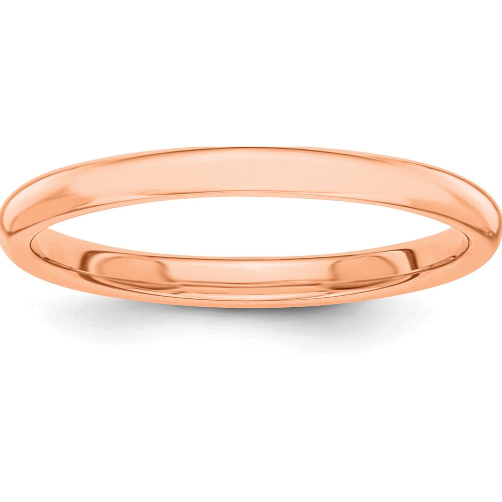 14K Rose Gold Polished 2mm Stackable Band - Elegant Domed Design for Women by 0