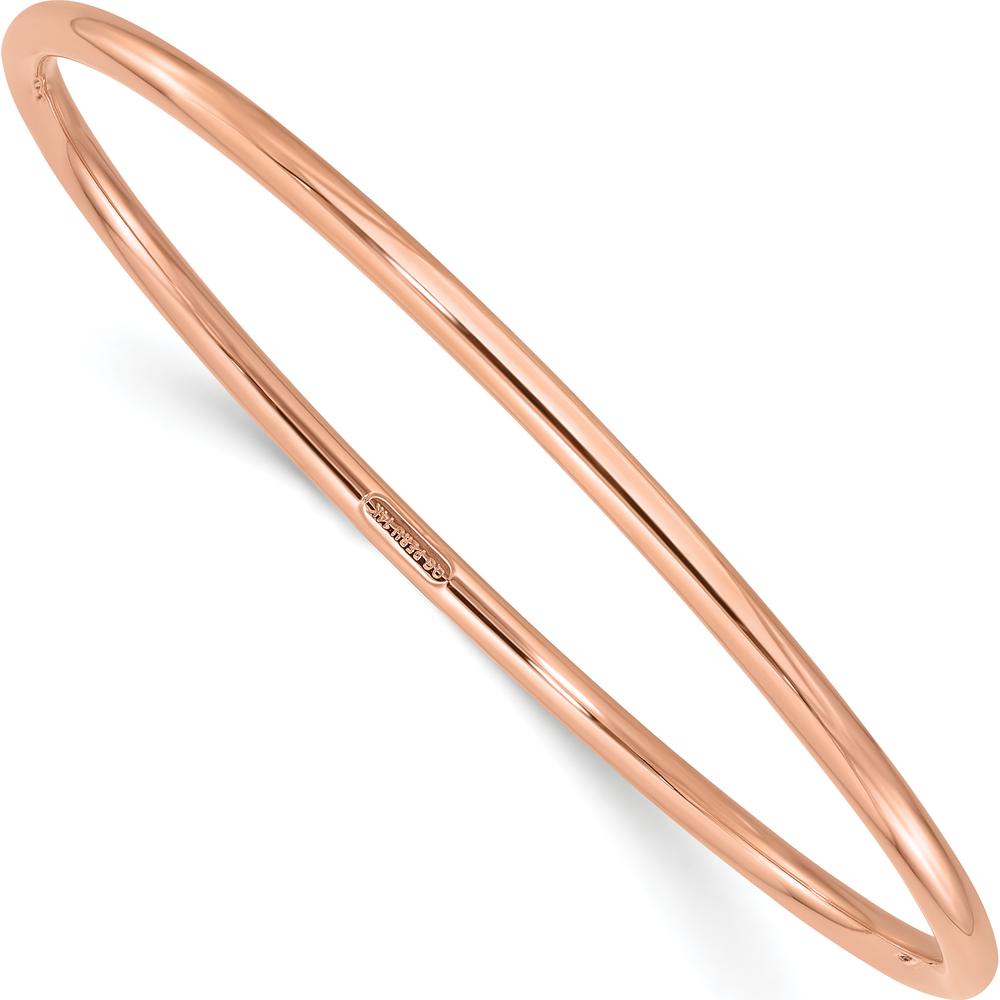 14K Rose Gold Polished 3.00mm Slip-On Round Bangle Bracelet by Oro Pregiato