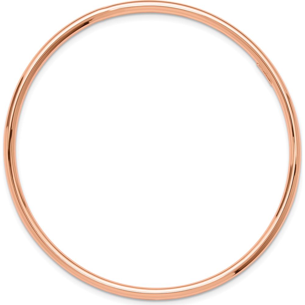 14K Rose Gold Polished 3.00mm Slip-On Round Bangle Bracelet by Oro Pregiato