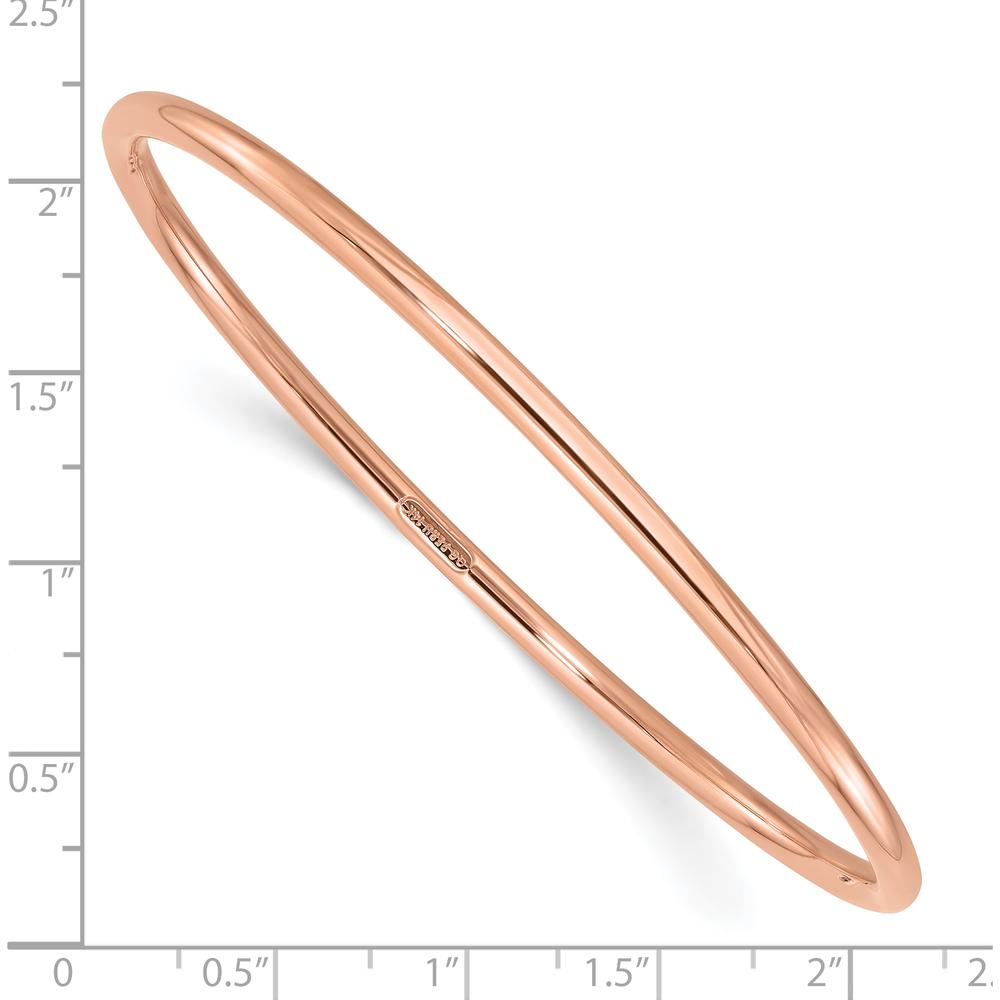 14K Rose Gold Polished 3.00mm Slip-On Round Bangle Bracelet by Oro Pregiato