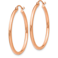 14K Rose Gold Polished 30mm Large Hoop Earrings - 2mm Thickness by 0