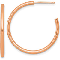 14K Rose Gold Polished 30mm Tube C-Hoop Earrings by 0