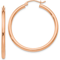 14K Rose Gold Polished 35mm Lightweight Tube Hoop Earrings - 2.5mm Thickness by 0