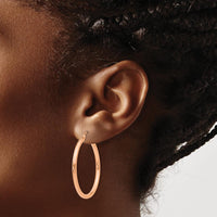 14K Rose Gold Polished 35mm Lightweight Tube Hoop Earrings - 2.5mm Thickness by 0