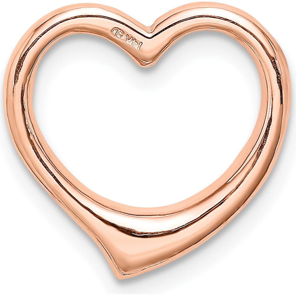 14K Rose Gold Polished 3D Floating Heart Pendant Slide by Oro Pregiato