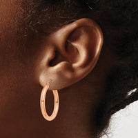 14K Rose Gold Polished 3mm Lightweight Tube Hoop Earrings - Elegant and Timeless Design by 0