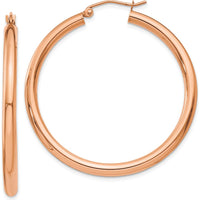 14K Rose Gold Polished 3mm Lightweight Tube Hoop Earrings by 0