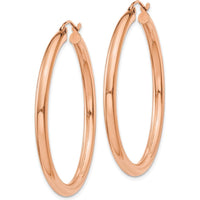 14K Rose Gold Polished 3mm Lightweight Tube Hoop Earrings by 0