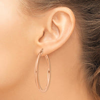 14K Rose Gold Polished 3mm Lightweight Tube Hoop Earrings by 0