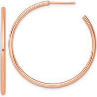 14K Rose Gold Polished 40mm C-Hoop Post Earrings by 0