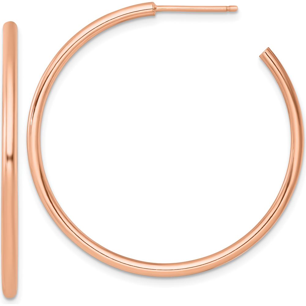 14K Rose Gold Polished 40mm C-Hoop Post Earrings by 0
