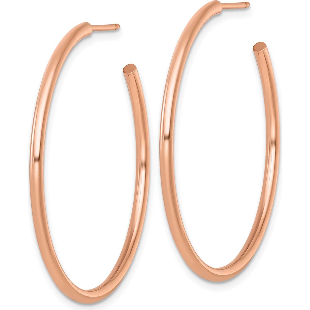 14K Rose Gold Polished 40mm C-Hoop Post Earrings by 0