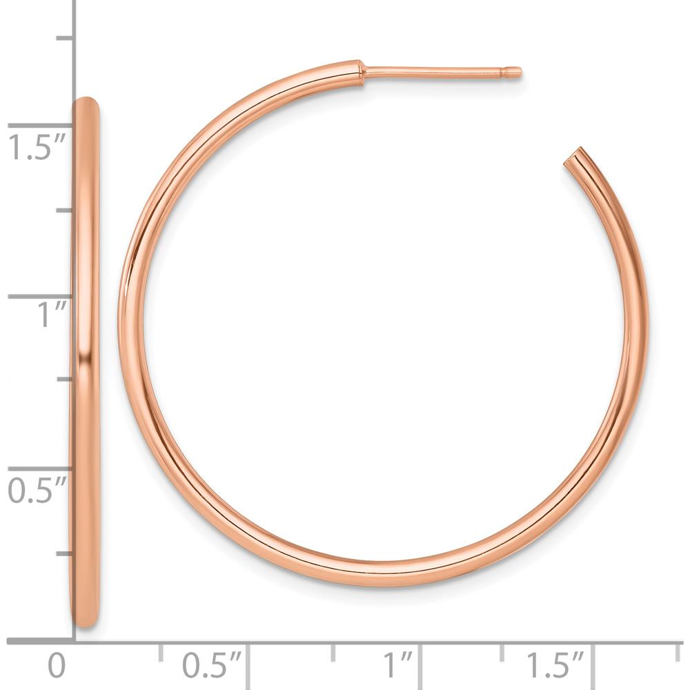 14K Rose Gold Polished 40mm C-Hoop Post Earrings by 0