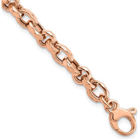 14K Rose Gold Polished 4mm Fancy Faceted Link 7.5" Bracelet by 0