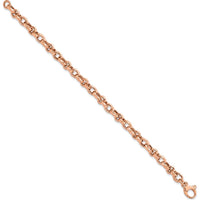 14K Rose Gold Polished 4mm Fancy Faceted Link 7.5" Bracelet by 0
