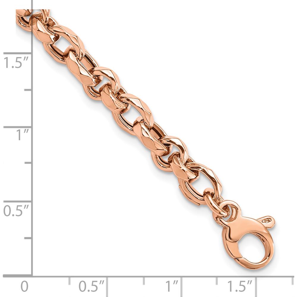 14K Rose Gold Polished 4mm Fancy Faceted Link 7.5" Bracelet by 0