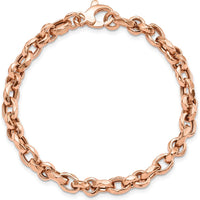 14K Rose Gold Polished 4mm Fancy Faceted Link 7.5" Bracelet by 0