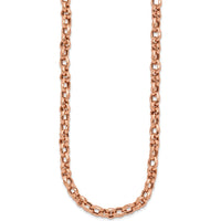 14K Rose Gold Polished 4mm Fancy Faceted Link Necklace - 18" Length by 0