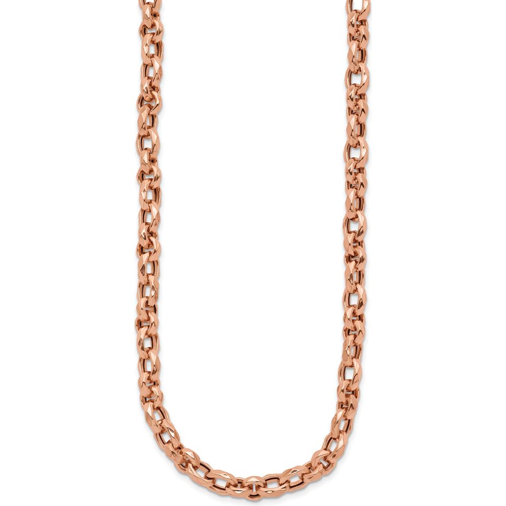 14K Rose Gold Polished 4mm Fancy Faceted Link Necklace - 18" Length by 0