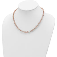 14K Rose Gold Polished 4mm Fancy Faceted Link Necklace - 18" Length by 0