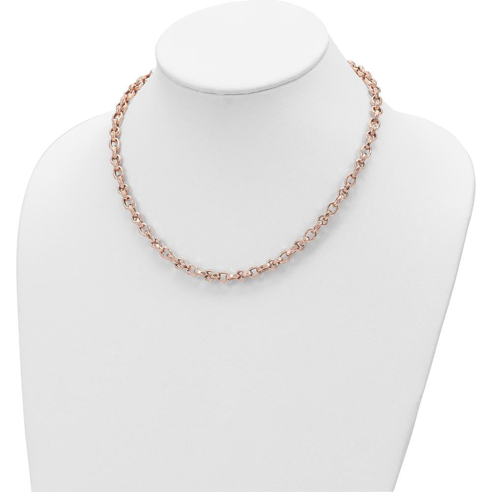 14K Rose Gold Polished 4mm Fancy Faceted Link Necklace - 18" Length by 0