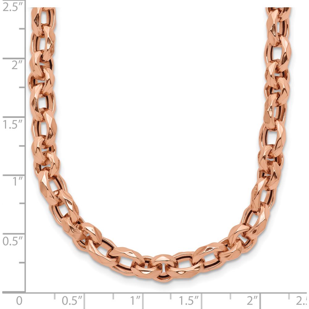 14K Rose Gold Polished 4mm Fancy Faceted Link Necklace - 18" Length by 0