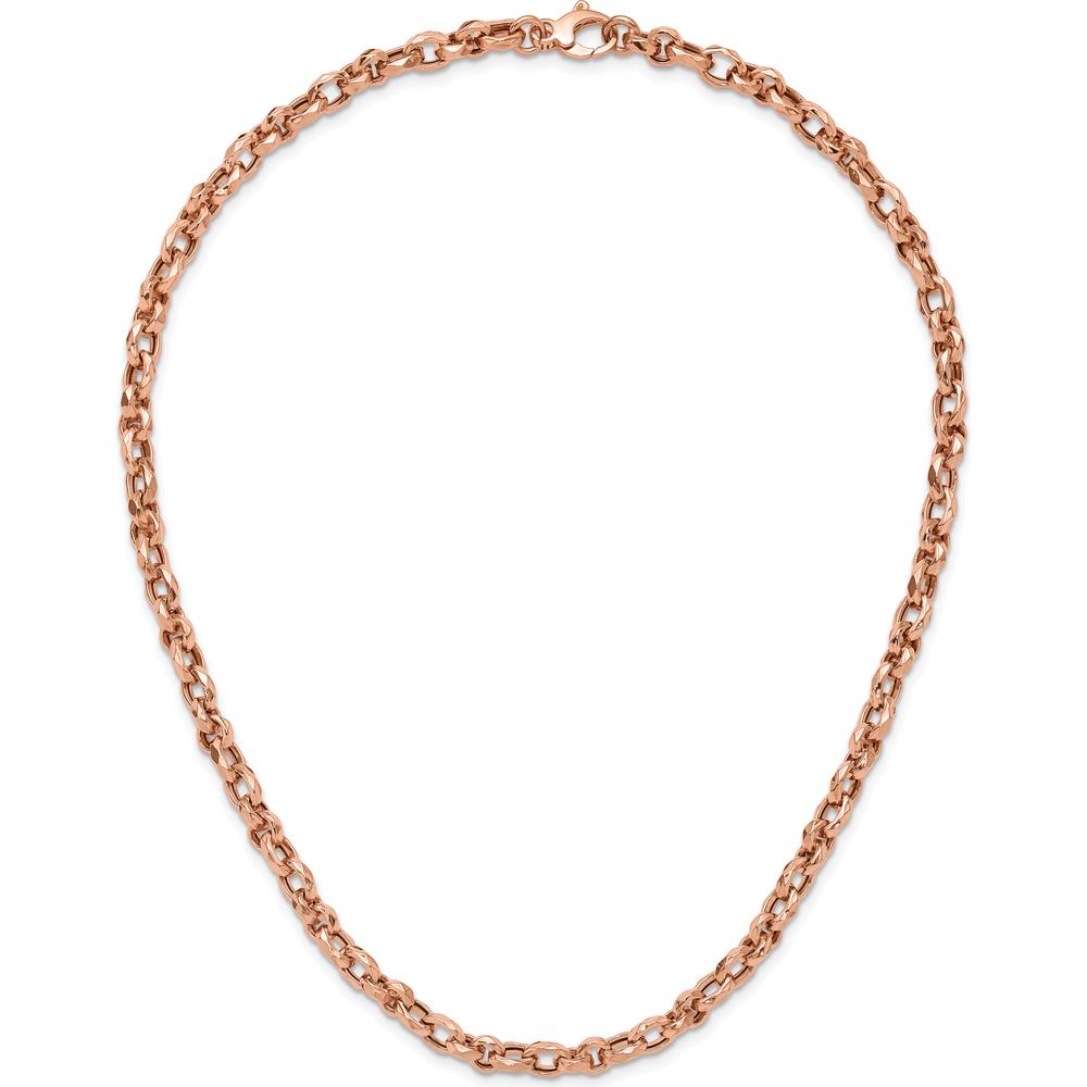 14K Rose Gold Polished 4mm Fancy Faceted Link Necklace - 18" Length by 0