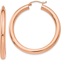 14K Rose Gold Polished 4mm Tube Hoop Earrings - 40mm Length by 0