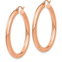 14K Rose Gold Polished 4mm Tube Hoop Earrings - 40mm Length by 0